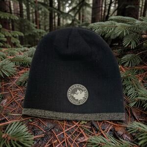 Canada Weather Gear Beanie Hat Black Gray Marl Knit Fleece Lined Winter Ski